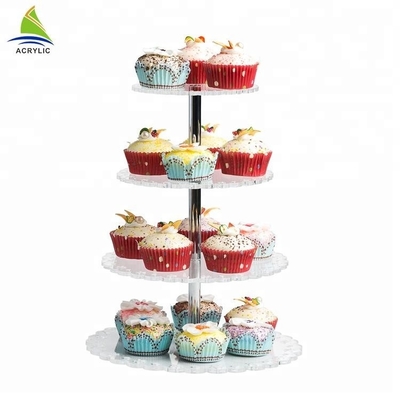 Okrągłe 4 poziomy Cryl Cake Display Akrylowe stojaki na desery do przechowywania