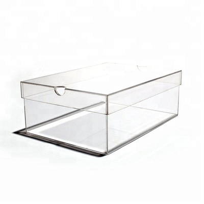 Niestandardowe akrylowe pudełko na buty Kwadratowe opakowanie akrylowe Crystal Polishing Surface Treatment