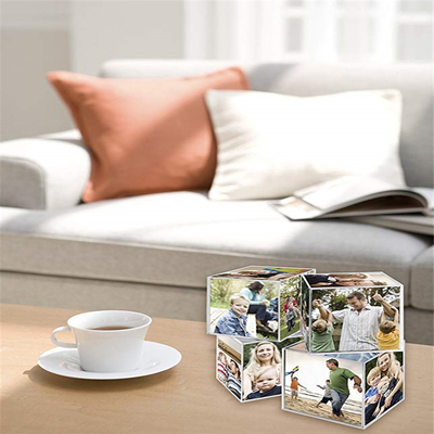 Plastikowe akrylowe ramki do zdjęć, Lucite Desktop 6-stronne akrylowe kostki fotograficzne